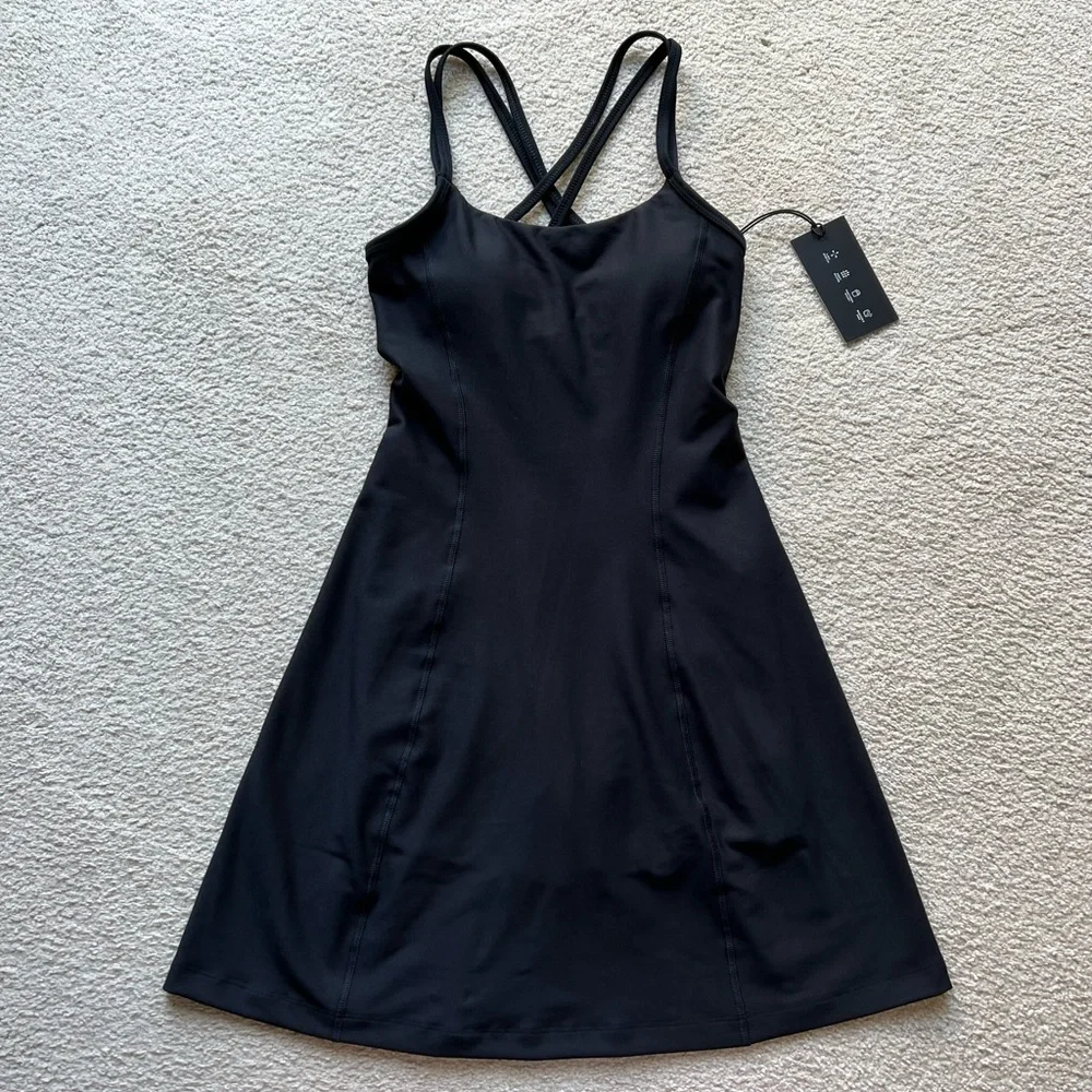 Abercrombie & Fitch YPB SculptLUX Strappy-Back Mini Dress Black Built In Shorts - Picture 8 of 16